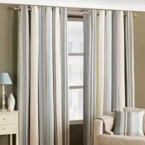 Image of Riva Home Broadway Modern Stripe Ringtop Eyelet Curtains (Pair) Polycotton Duck Egg (168X229Cm)