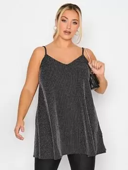 Image of Yours Lurex Swing Cami Silver, Black, Size 14, Women