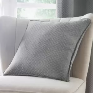 Image of Dreams & Drapes Indiana Geometric Diamond Jacquard Piped Edge Filled Cushion, Grey, 43 x 43 Cm