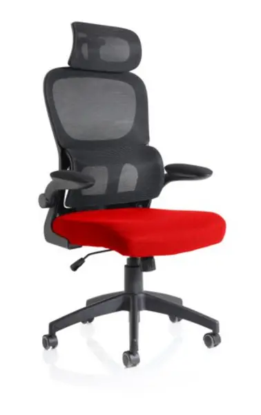 Image of Iris Task Operator Black Mesh Back Bespoke Bergamot Cherry Fabric Seat With Headrest