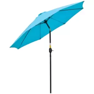 Image of Outsunny 2.6M Patio Parasol Sun Umbrella, Tilt Shade Shelter Canopy with Crank 8 Ribs Aluminium Frame, Blue