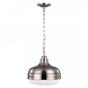 Image of 2 Light Dome Ceiling Pendant Polished Nickel, Brushed Steel, E27