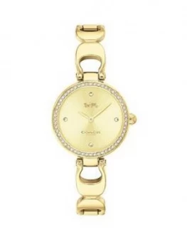 Image of COACH Coach Gold Sunray Crystal Set Dial Gold Stainless Steel Bracelet Ladies Cocktail Watch, One Colour, Women