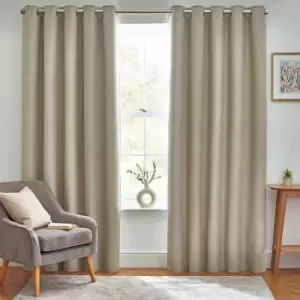 Image of Dawn 100% Blackout Thermal Eyelet Curtains Natural, Natural / 168 x 183cm
