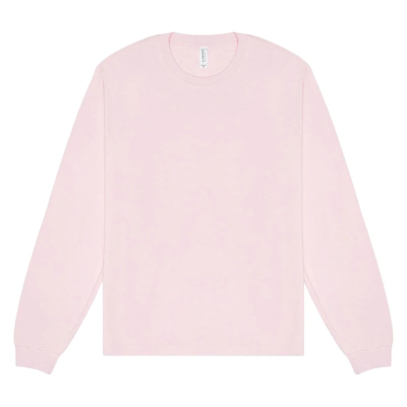 Image of Bella + Canvas Mens Heavyweight Boxy Long-Sleeved T-Shirt in Pink Size: Medium Pink Male M