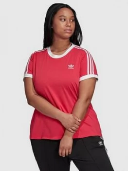 Image of adidas Originals 3 Stripe T-Shirt (Curve) - Pink, Size 1X, Women