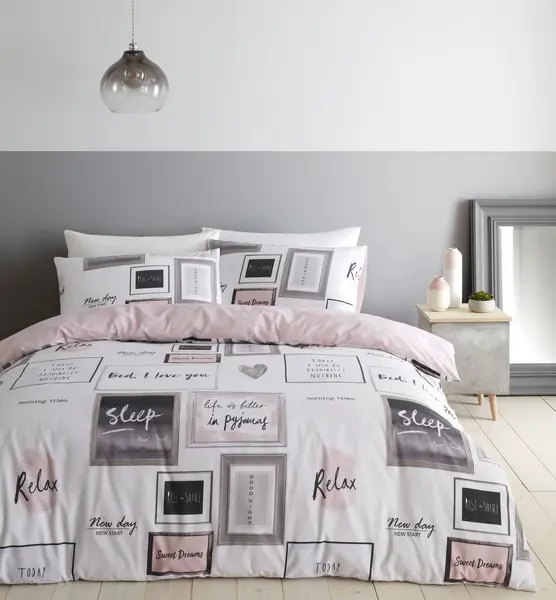 Image of Catherine Lansfield Catherine Lansfield Sleep Dreams Blush Bedding Set - Single