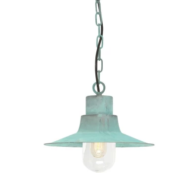 Image of Sheldon - 1 Light Outdoor Ceiling Chain Lantern Verdigris IP44, E27 - Elstead