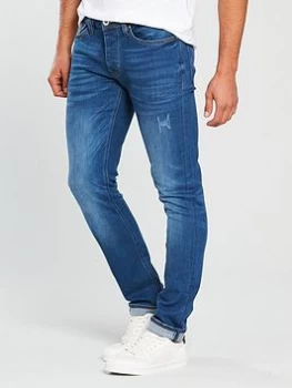 Image of River Island Dylan Slim Fit Jeans Mid Blue Size 30 Men