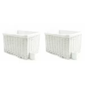 Image of SET OF 2 Big Huge Deep Living Room Fireplace Log Basket Full Wicker Storage Box [White Set of 2 Medium 39x27x23cm ]