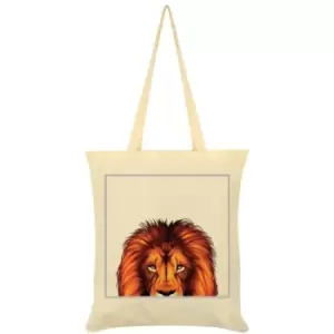 Image of Inquisitive Creatures Lion Tote Bag (One Size) (Cream) - Cream