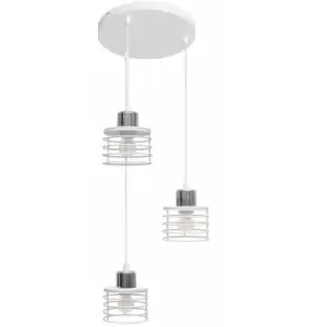 Image of Helam Edison Cluster Pendant Ceiling Light White, Chrome 38cm