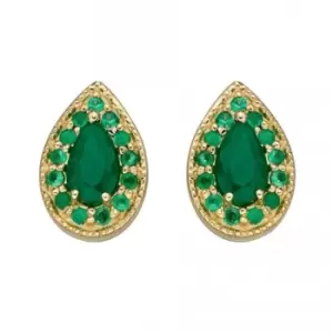 Image of 9ct Yellow Gold Teardrop Emerald Stud Earrings GE2397G