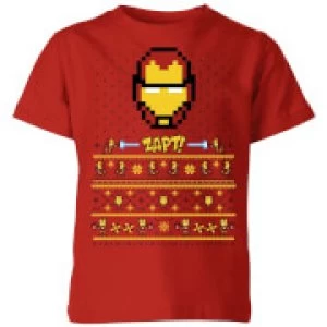 Image of Marvel Avengers Iron Man Pixel Art Kids Christmas T-Shirt - Red - 3-4 Years