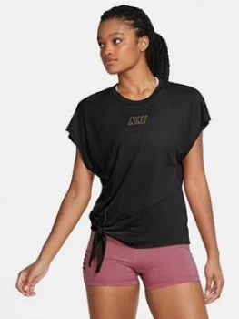Image of Nike Training Tie T-Shirt - Black, Size S, Women