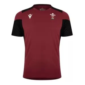 Image of Macron Wales Rugby 6 Nations Training Shirt 2023 2023 Adults - Red