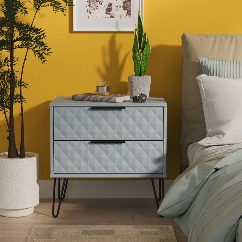 Image of Ready Assembled 2 U Islay 2 Drawer Side Table (Ready Assembled) in Light Blue Size: Small Light Blue Unisex Small