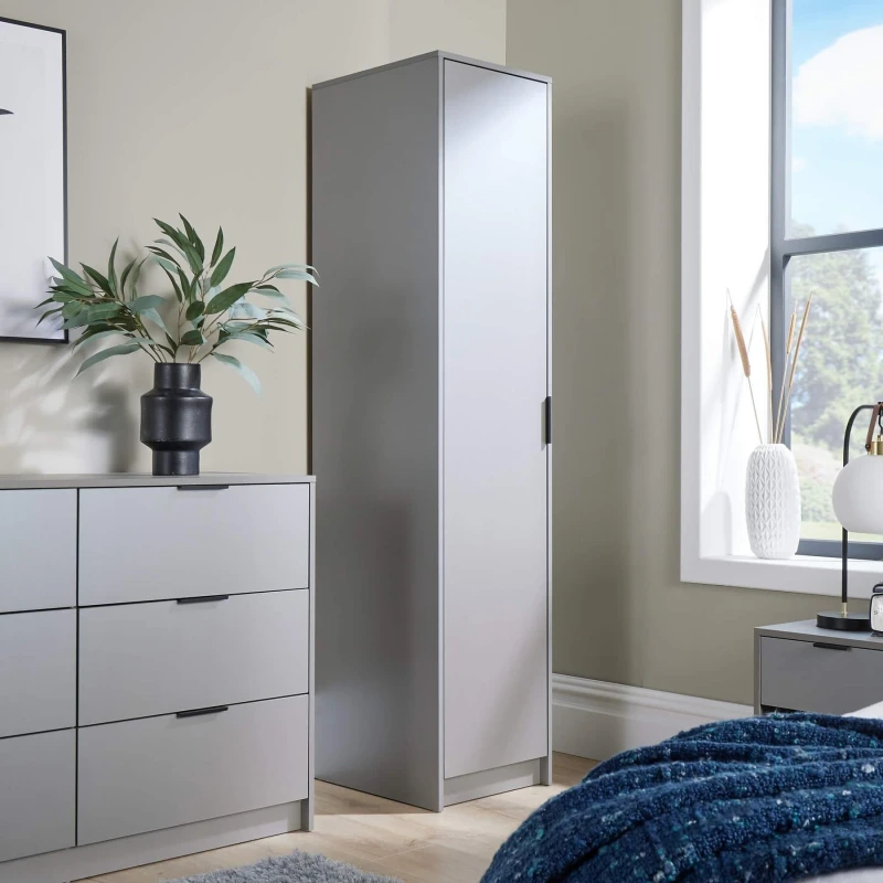 Image of Home Source Phoenix 1 Door Bedroom Wardrobe Storage Unit Grey