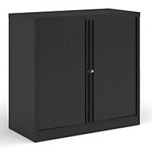 Image of Bisley Tambour Cupboard Lockable Steel & Aluminium DST40K 1000 x 470 x 1000 - 1015mm Black