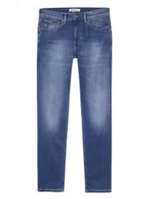 Image of Tommy Jeans TJM Scanton Slim Fit Mid Blue Stretch Jeans, Mid Blue, Size 32, Length Regular, Men