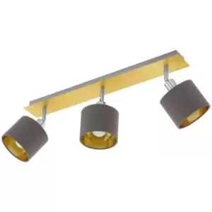 Image of Netlighting Valbiano 3 Lamp Spotlight Bar Brushed Brass, Satin Nickel