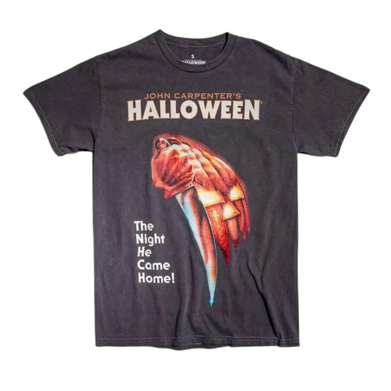 Image of Halloween Mens Movie Poster Vintage Wash T-Shirt in Black Size: Medium Black Male M