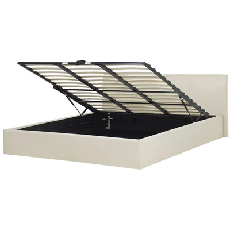 Image of Beliani Ottoman Bed Fabric Orbey 180 X 200 Cm (Eu Super King) Light Beige