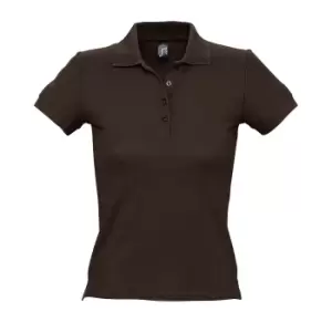 Image of SOLS Womens/Ladies People Pique Short Sleeve Cotton Polo Shirt (XL) (Chocolate)