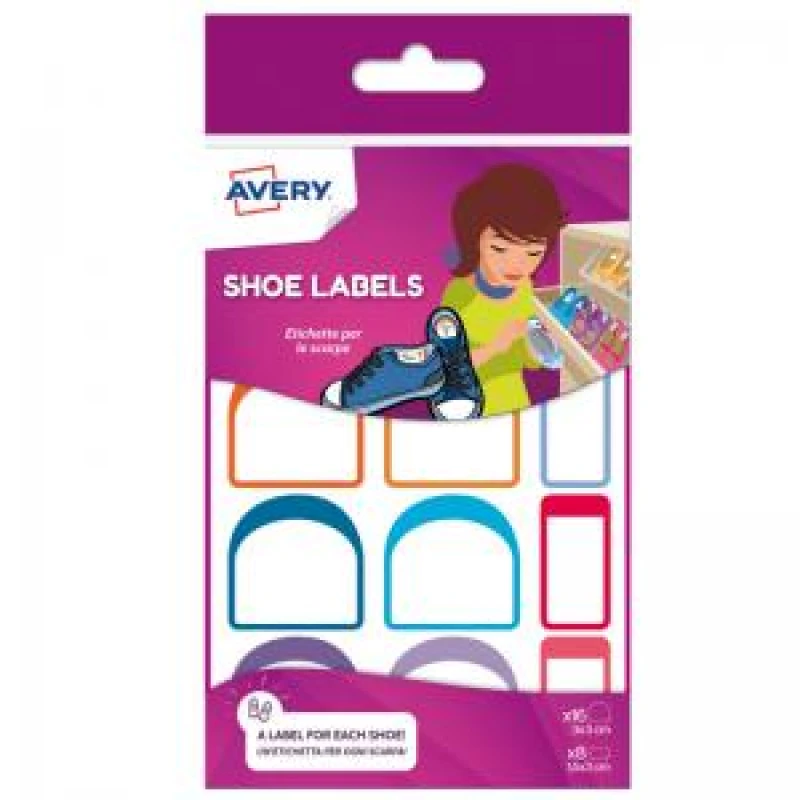 Image of Avery Shoe Labels x8 Labels 15x30mm And x16 Labels 30x30mm White (Pack 24) - CHAUS12.UK