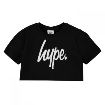 Image of Hype Script Kids Crop T-Shirt - Black