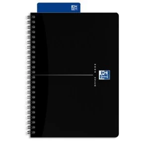 Image of Oxford A4 Office Metallic 180 Pages 90gsm Wirebound Polypropylene Cover Smart Ruled Notebook Black