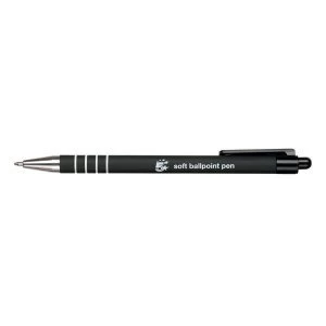 Image of 5 Star Office Retractable Ball Pen Soft Grip 1.0mm Tip 0.5mm Line Black Pack of 12