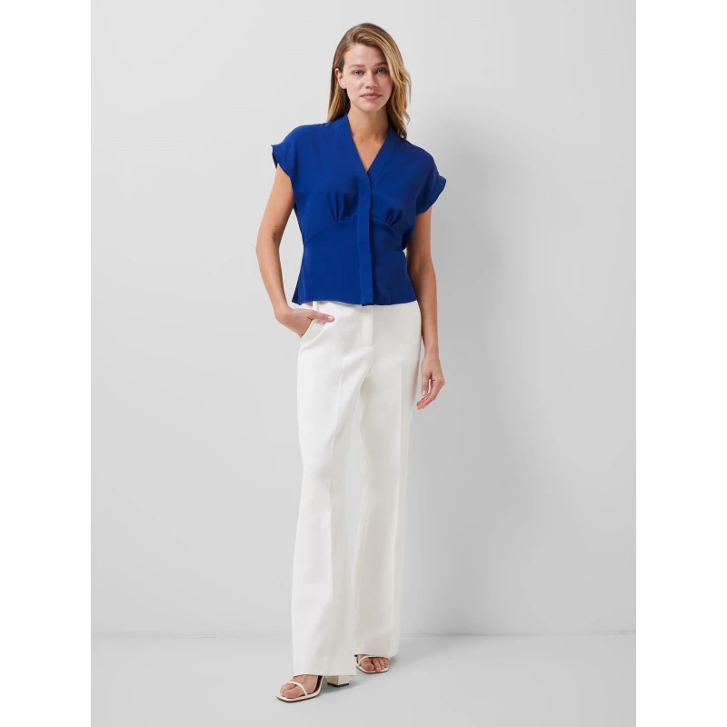 Image of French Connection Womens Carmen Short-Sleeve Blouse 40-Cobalt Blue female 8 (XS)