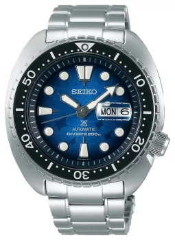 Image of Seiko Mens Save The Ocean Stainless Steel Bracelet Blue Watch
