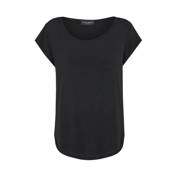 Image of James Lakeland Black Cap Sleeves Loose Fit Tee - 8