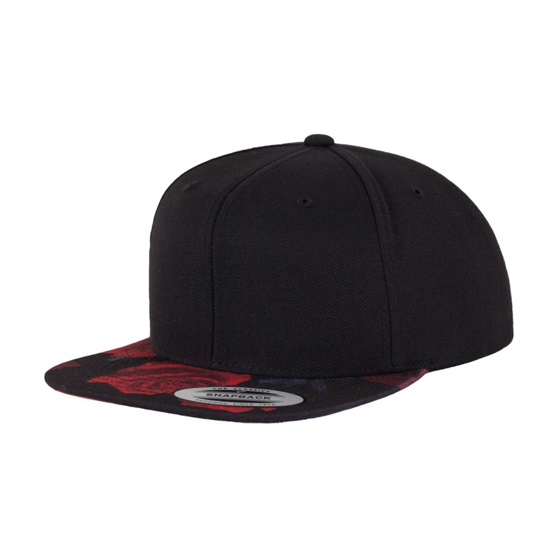 Image of Flexfit by Yupoong Mens Roses Print Snapback Cap in Black Male One Size