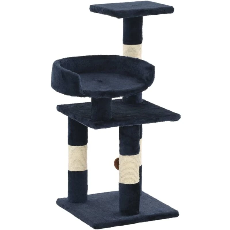 Image of vidaXL Cat Tree with Sisal Scratching Posts 65cm Blue Kitten Furniture Tower