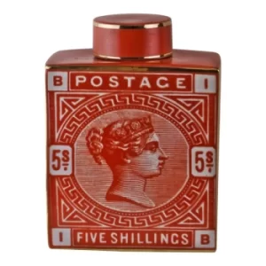 Image of Large Postage Stamp Decorative Ginger Jar, Burnt Orange