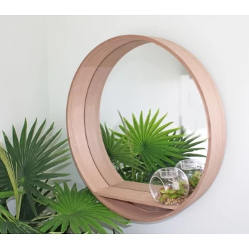 Image of Wooden Mirrored Wall Shelf 50cm