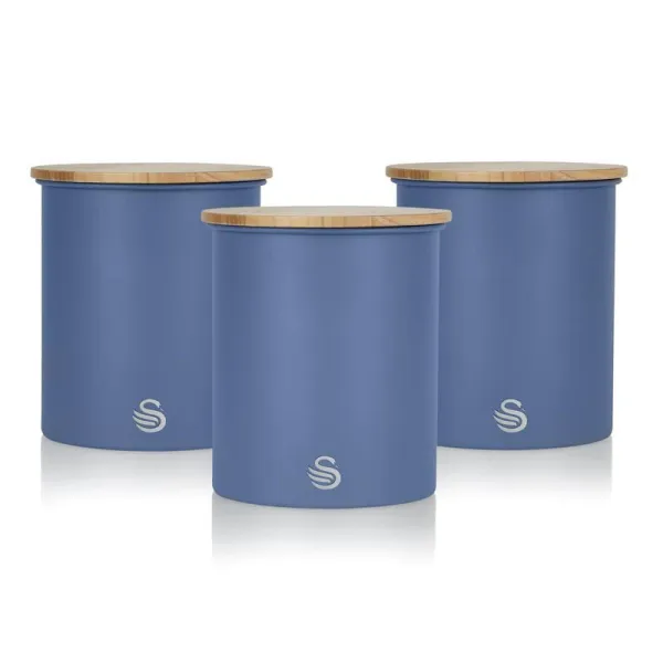 Image of Swan Blue Nordic Set of 3 Storage Canisters