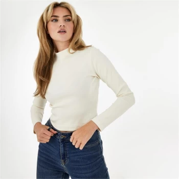 Image of Jack Wills Ribbed High Neck Top - White