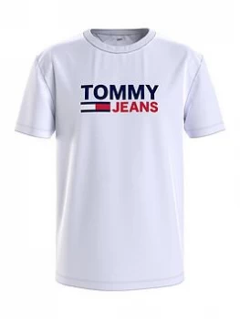 Image of Tommy Jeans TJM Corp Logo T-Shirt - White, Size S, Men