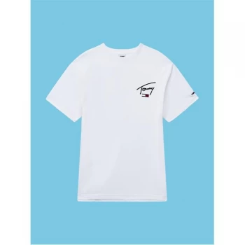 Image of Tommy Jeans Tjm Collegiate Back Logo Tee - White YBR