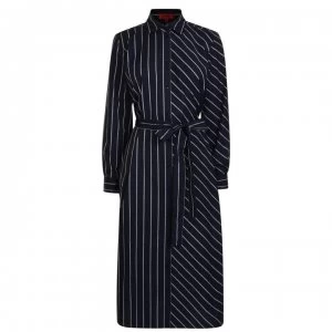 Image of Hugo Boss Striped Shirt Dress Navy Size L Women