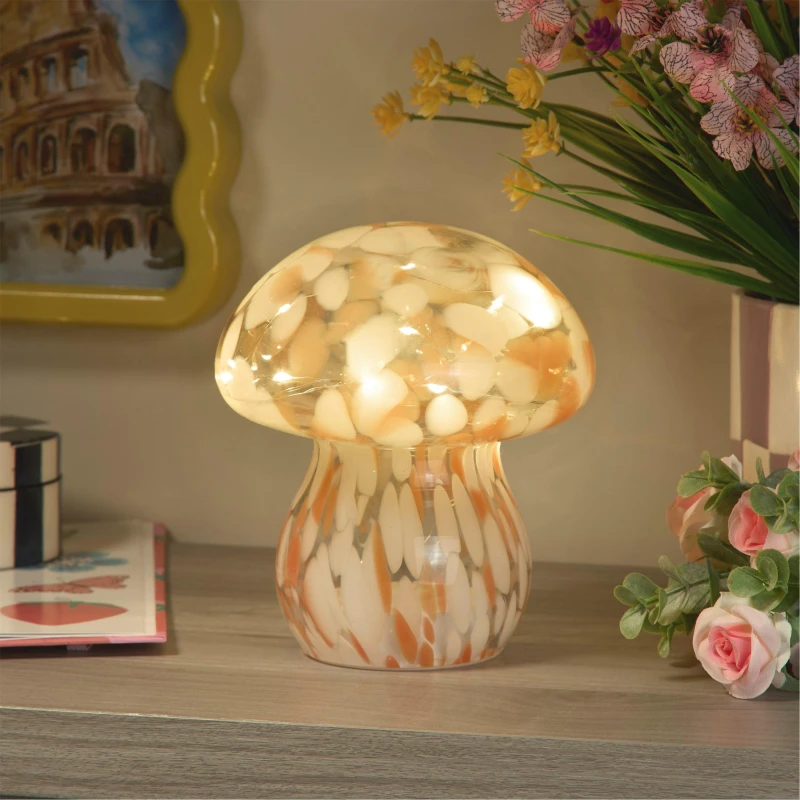 Image of Lighting Collection Confetti Glass Mushroom Lamp Orange unisex One Size