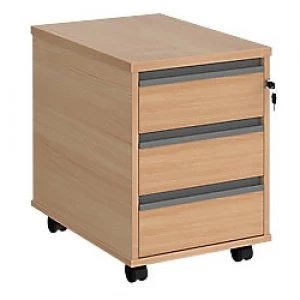 Image of Dams International Mobile Pedestal with 3 Lockable Shallow Drawers Wood Contract 25 426 x 600 x 567mm Beech