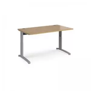 Image of TR10 height settable straight desk 1400mm x 800mm - silver frame and