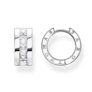 Image of THOMAS SABO Silver Baguette Cut Zirconia Channel Hoop Earrings