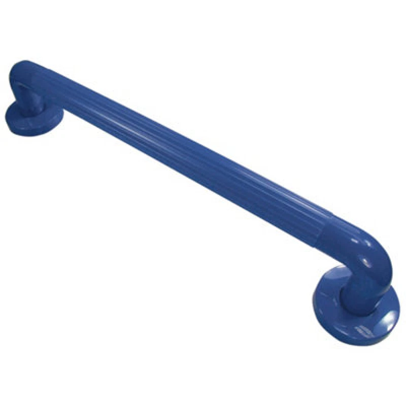 Image of Loops Blue Ribbed UPVC Plastic Grab Bar - 450mm Length - 32mm Tube Reinforced Fixings Multi
