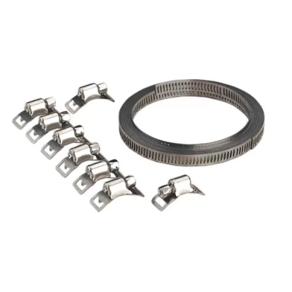 Image of Genuine SEALEY JC97 Hose Clip Set Self-Build 8mm Band Width